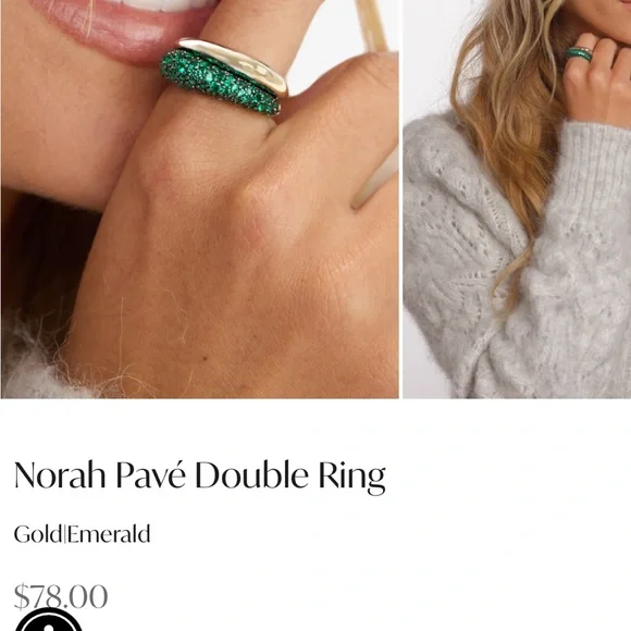 NWT Melinda, Norah doubles  ring  Emerald 7 - Picture 2 of 3